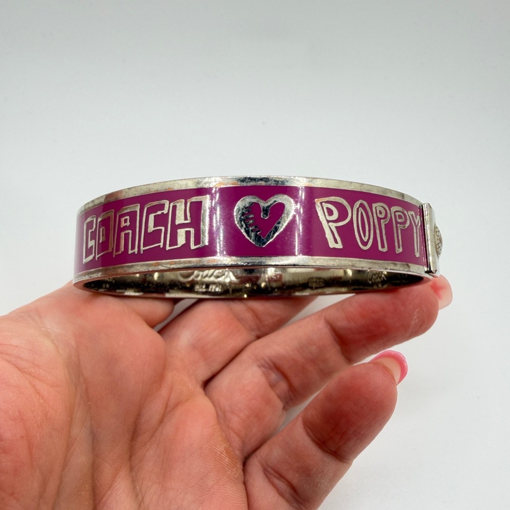 COACH "Poppy" Pink enamel and silver tone‎ 8" bangle bracelet! - Picture 10 of 10